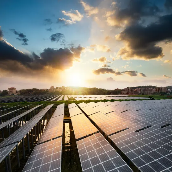 aerial view of solar energy generating station